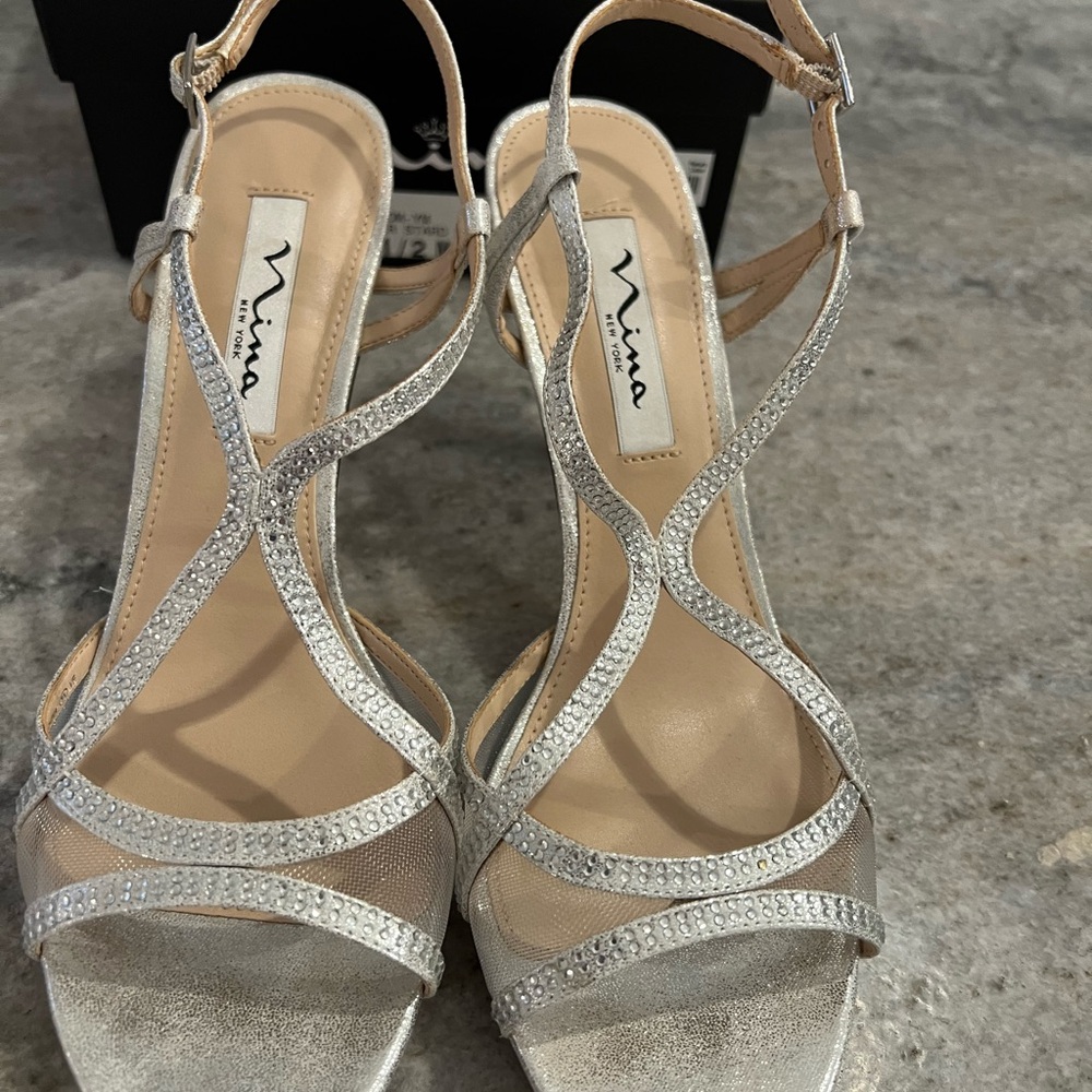 Nina Women's Glittering Silver Heels